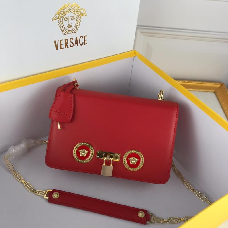 Versace Chain Handbags DBFG303 plain red gold buckle